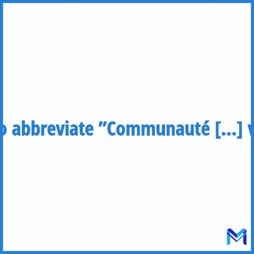 How to abbreviate ”Communauté de villes” in French?